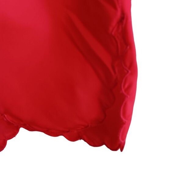 30R Vintage Charmode Red Petticoat 1/2 Slip Skirt Embroidered Rose Scalloped Hem - Picture 4 of 8